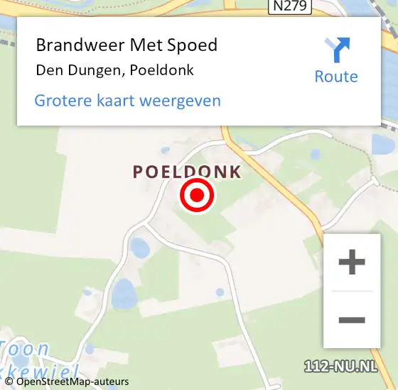 Locatie op kaart van de 112 melding: Brandweer Met Spoed Naar Den Dungen, Poeldonk op 18 oktober 2018 23:53