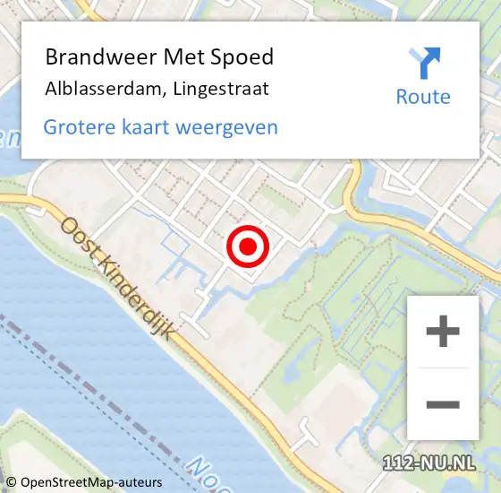 Locatie op kaart van de 112 melding: Brandweer Met Spoed Naar Alblasserdam, Lingestraat op 18 oktober 2018 23:59