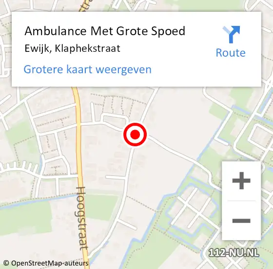 Locatie op kaart van de 112 melding: Ambulance Met Grote Spoed Naar Ewijk, Klaphekstraat op 19 oktober 2018 00:32