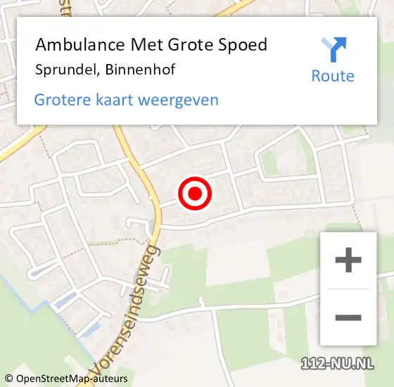 Locatie op kaart van de 112 melding: Ambulance Met Grote Spoed Naar Sprundel, Binnenhof op 19 oktober 2018 00:53