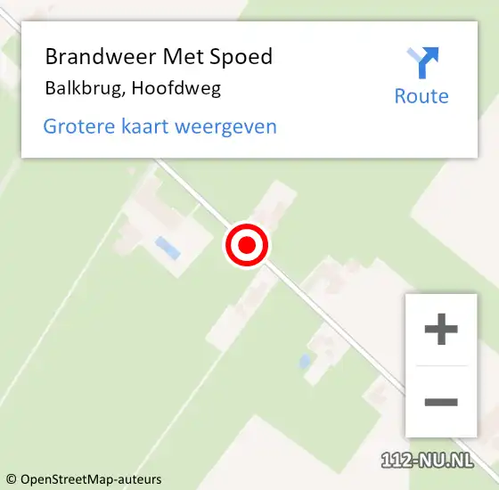 Locatie op kaart van de 112 melding: Brandweer Met Spoed Naar Balkbrug, Hoofdweg op 19 oktober 2018 03:51