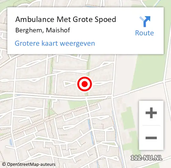 Locatie op kaart van de 112 melding: Ambulance Met Grote Spoed Naar Berghem, Maishof op 19 oktober 2018 06:23