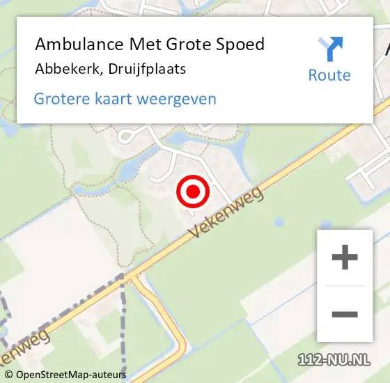 Locatie op kaart van de 112 melding: Ambulance Met Grote Spoed Naar Abbekerk, Druijfplaats op 19 oktober 2018 06:25