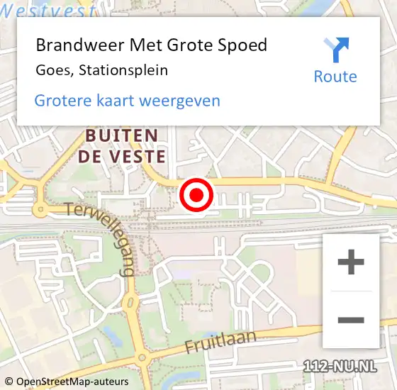 Locatie op kaart van de 112 melding: Brandweer Met Grote Spoed Naar Goes, Stationsplein op 19 oktober 2018 07:02