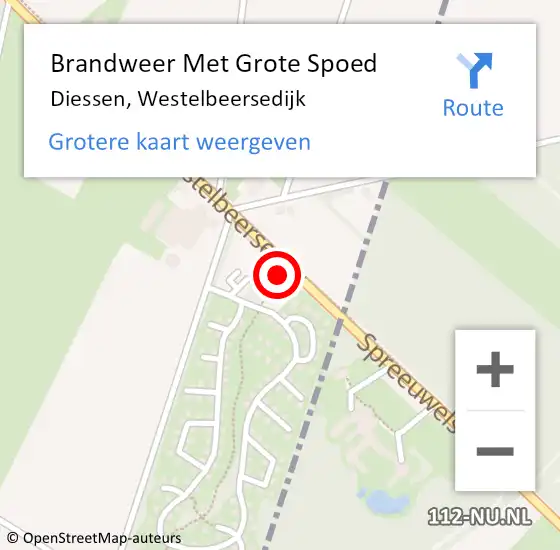 Locatie op kaart van de 112 melding: Brandweer Met Grote Spoed Naar Diessen, Westelbeersedijk op 19 oktober 2018 07:08