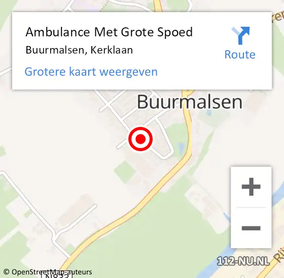 Locatie op kaart van de 112 melding: Ambulance Met Grote Spoed Naar Buurmalsen, Kerklaan op 19 oktober 2018 07:49