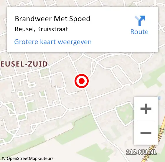 Locatie op kaart van de 112 melding: Brandweer Met Spoed Naar Reusel, Kruisstraat op 19 oktober 2018 08:30