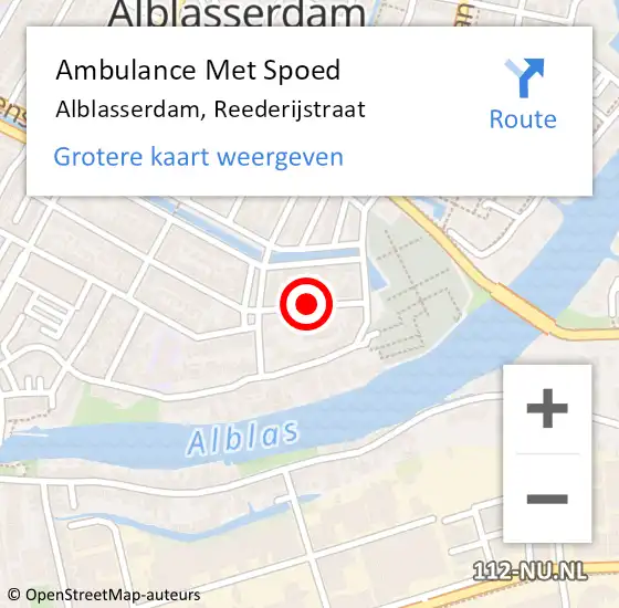 Locatie op kaart van de 112 melding: Ambulance Met Spoed Naar Alblasserdam, Reederijstraat op 19 oktober 2018 09:48