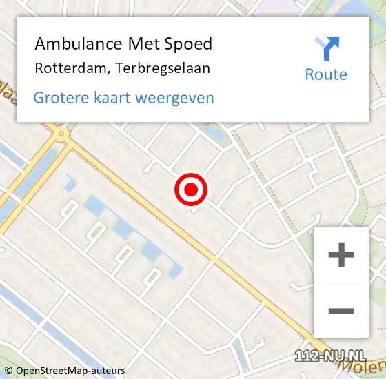 Locatie op kaart van de 112 melding: Ambulance Met Spoed Naar Rotterdam, Terbregselaan op 19 oktober 2018 09:52