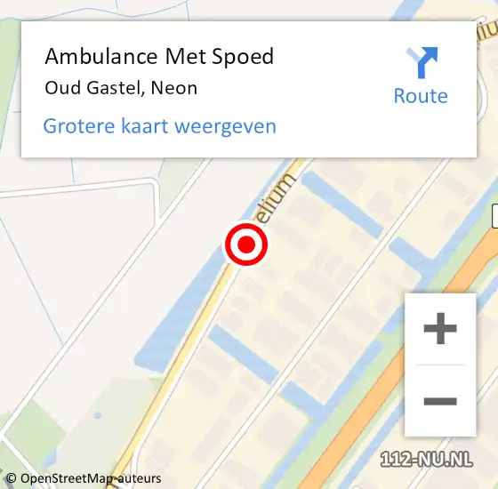 Locatie op kaart van de 112 melding: Ambulance Met Spoed Naar Oud Gastel, Neon op 19 oktober 2018 09:53