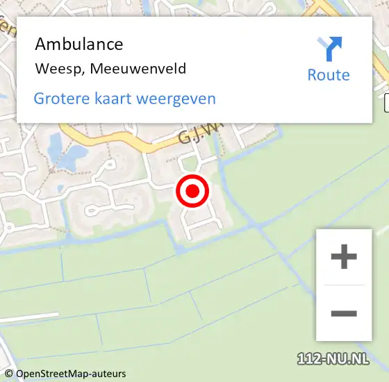 Locatie op kaart van de 112 melding: Ambulance Weesp, Meeuwenveld op 19 oktober 2018 11:18