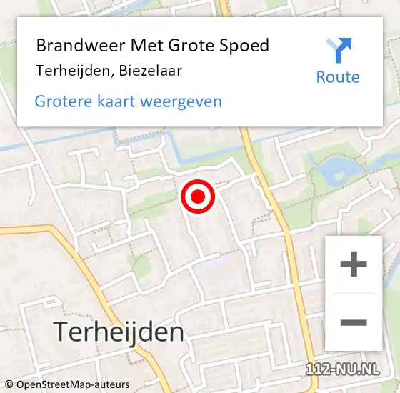 Locatie op kaart van de 112 melding: Brandweer Met Grote Spoed Naar Terheijden, Biezelaar op 19 oktober 2018 11:25