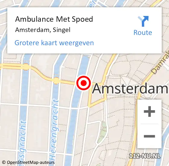 Locatie op kaart van de 112 melding: Ambulance Met Spoed Naar Amsterdam, Singel op 19 oktober 2018 12:04