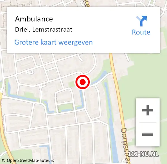 Locatie op kaart van de 112 melding: Ambulance Driel, Lemstrastraat op 19 oktober 2018 13:01