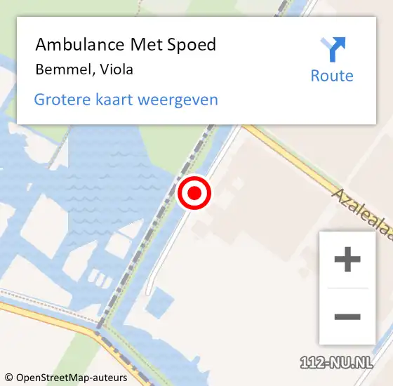 Locatie op kaart van de 112 melding: Ambulance Met Spoed Naar Bemmel, Viola op 19 oktober 2018 14:02