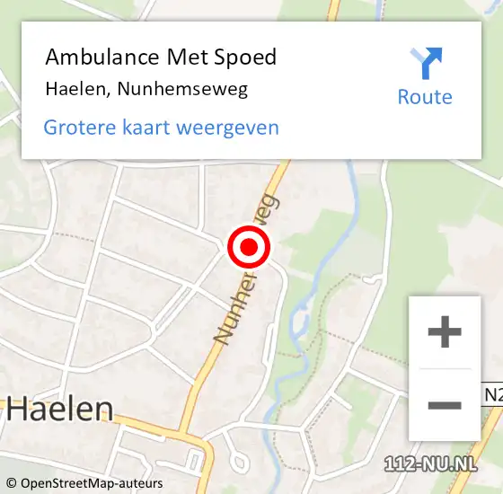 Locatie op kaart van de 112 melding: Ambulance Met Spoed Naar Haelen, Nunhemseweg op 19 oktober 2018 15:18