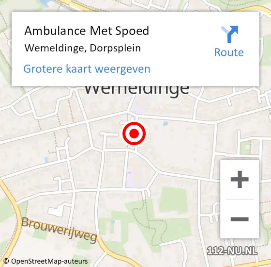 Locatie op kaart van de 112 melding: Ambulance Met Spoed Naar Wemeldinge, Dorpsplein op 19 oktober 2018 15:35