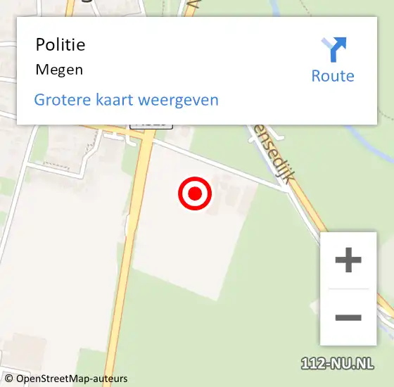 Locatie op kaart van de 112 melding: Politie Megen op 19 oktober 2018 16:01