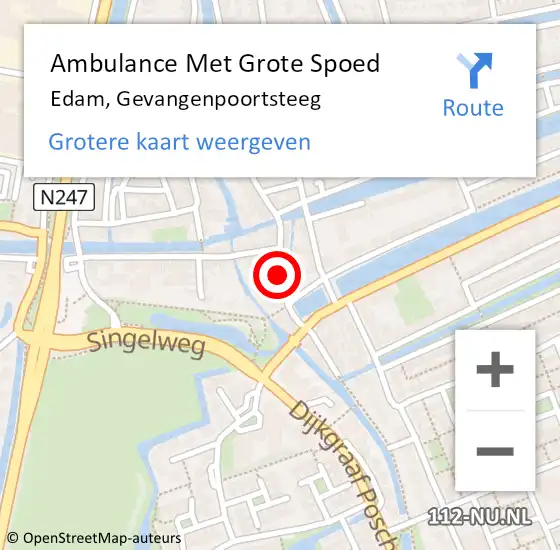 Locatie op kaart van de 112 melding: Ambulance Met Grote Spoed Naar Edam, Gevangenpoortsteeg op 19 oktober 2018 16:03