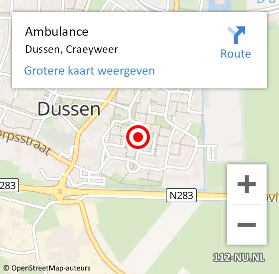 Locatie op kaart van de 112 melding: Ambulance Dussen, Craeyweer op 19 oktober 2018 16:14