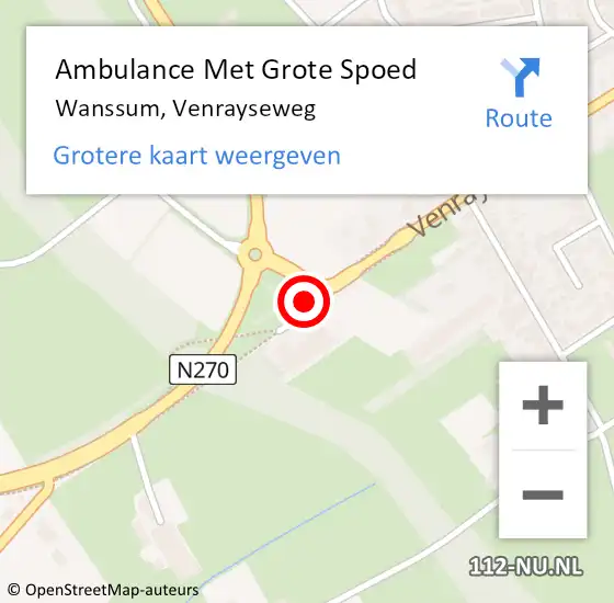 Locatie op kaart van de 112 melding: Ambulance Met Grote Spoed Naar Wanssum, Venrayseweg op 19 oktober 2018 16:39