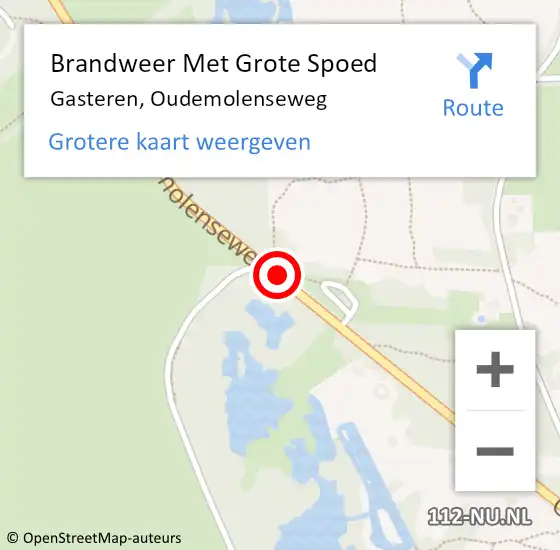 Locatie op kaart van de 112 melding: Brandweer Met Grote Spoed Naar Gasteren, Oudemolenseweg op 19 oktober 2018 18:24