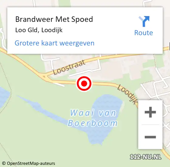 Locatie op kaart van de 112 melding: Brandweer Met Spoed Naar Loo Gld, Loodijk op 19 oktober 2018 18:36