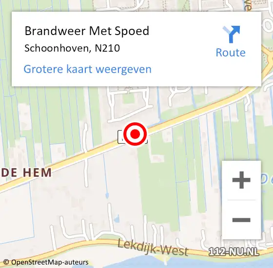 Locatie op kaart van de 112 melding: Brandweer Met Spoed Naar Schoonhoven, N210 op 19 oktober 2018 19:18