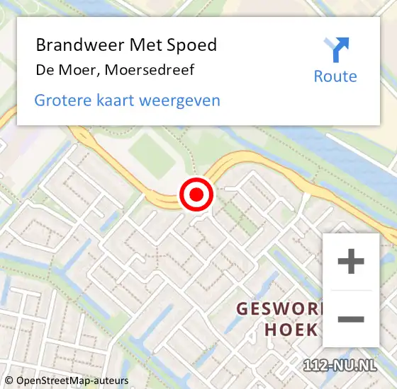 Locatie op kaart van de 112 melding: Brandweer Met Spoed Naar De Moer, Moersedreef op 19 oktober 2018 19:19