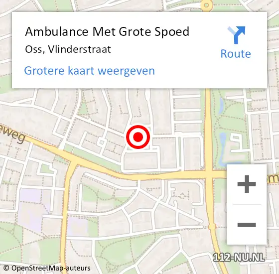 Locatie op kaart van de 112 melding: Ambulance Met Grote Spoed Naar Oss, Vlinderstraat op 19 oktober 2018 20:09