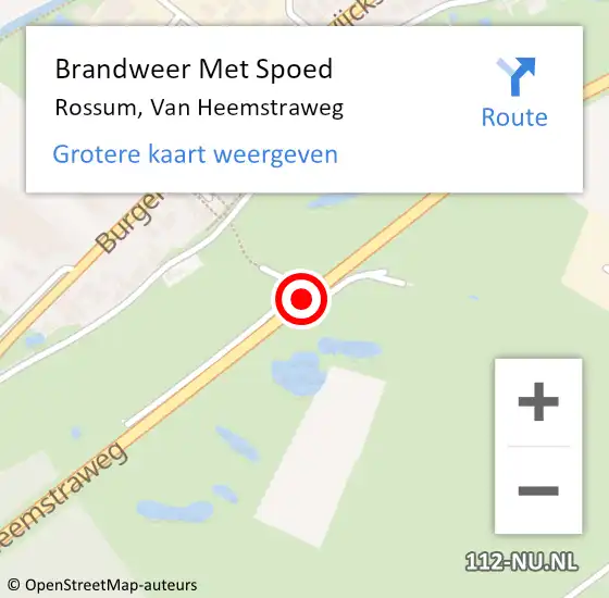 Locatie op kaart van de 112 melding: Brandweer Met Spoed Naar Rossum, Van Heemstraweg op 19 oktober 2018 20:21