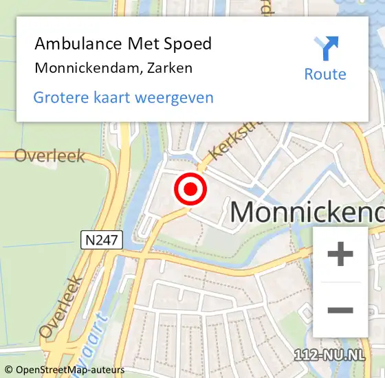 Locatie op kaart van de 112 melding: Ambulance Met Spoed Naar Monnickendam, Zarken op 19 oktober 2018 21:39