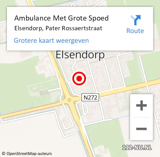 Locatie op kaart van de 112 melding: Ambulance Met Grote Spoed Naar Elsendorp, Pater Rossaertstraat op 19 oktober 2018 23:00