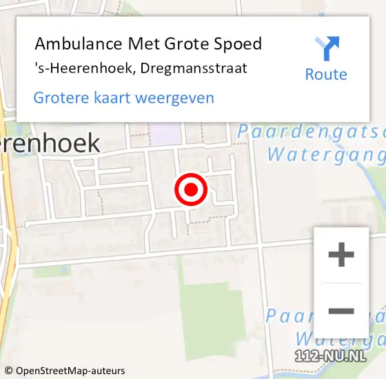 Locatie op kaart van de 112 melding: Ambulance Met Grote Spoed Naar 's-Heerenhoek, Dregmansstraat op 19 oktober 2018 23:29