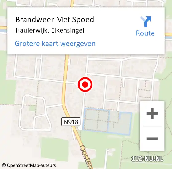Locatie op kaart van de 112 melding: Brandweer Met Spoed Naar Haulerwijk, Eikensingel op 19 oktober 2018 23:34