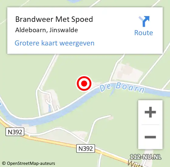 Locatie op kaart van de 112 melding: Brandweer Met Spoed Naar Aldeboarn, Jinswalde op 12 maart 2014 12:05