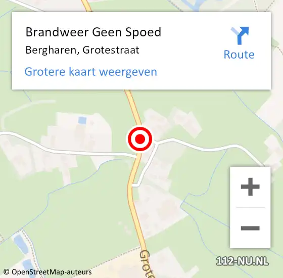 Locatie op kaart van de 112 melding: Brandweer Geen Spoed Naar Bergharen, Grotestraat op 20 oktober 2018 01:06