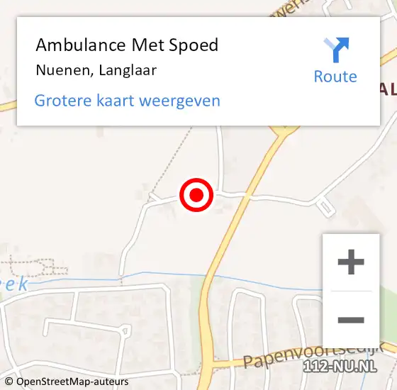 Locatie op kaart van de 112 melding: Ambulance Met Spoed Naar Nuenen, Langlaar op 20 oktober 2018 01:13