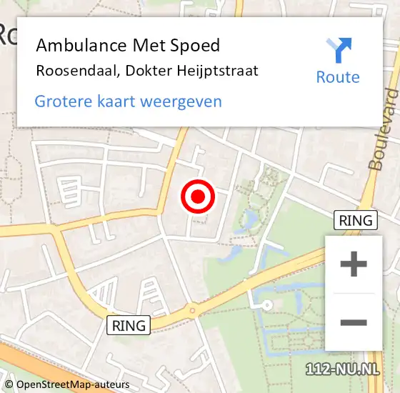 Locatie op kaart van de 112 melding: Ambulance Met Spoed Naar Roosendaal, Dokter Heijptstraat op 20 oktober 2018 01:42