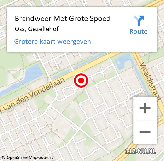 Locatie op kaart van de 112 melding: Brandweer Met Grote Spoed Naar Oss, Gezellehof op 20 oktober 2018 03:42