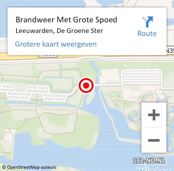 Locatie op kaart van de 112 melding: Brandweer Met Grote Spoed Naar Leeuwarden, De Groene Ster op 20 oktober 2018 04:20