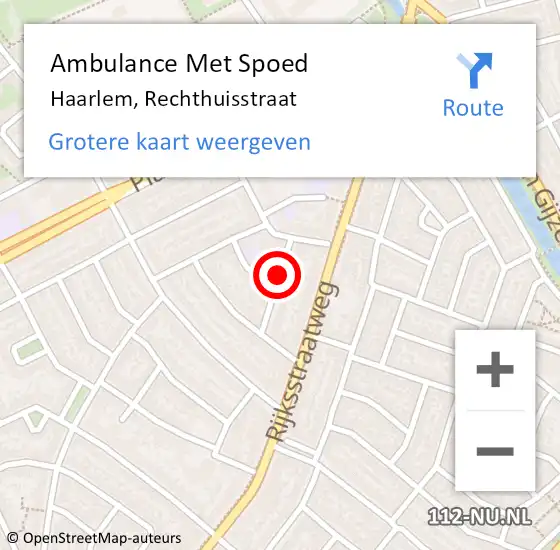 Locatie op kaart van de 112 melding: Ambulance Met Spoed Naar Haarlem, Rechthuisstraat op 20 oktober 2018 05:13