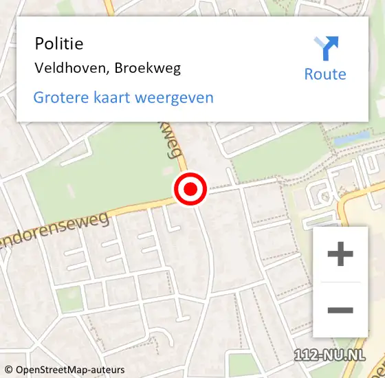 Locatie op kaart van de 112 melding: Politie Veldhoven, Broekweg op 20 oktober 2018 08:34