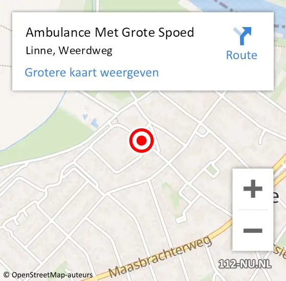 Locatie op kaart van de 112 melding: Ambulance Met Grote Spoed Naar Linne, Weerdweg op 20 oktober 2018 08:42