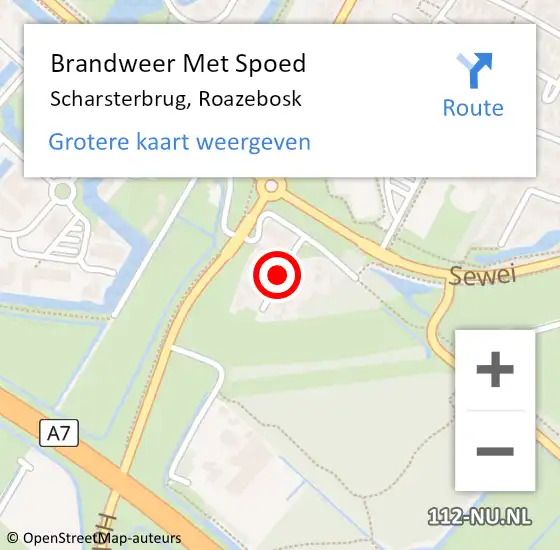 Locatie op kaart van de 112 melding: Brandweer Met Spoed Naar Scharsterbrug, Roazebosk op 20 oktober 2018 10:09