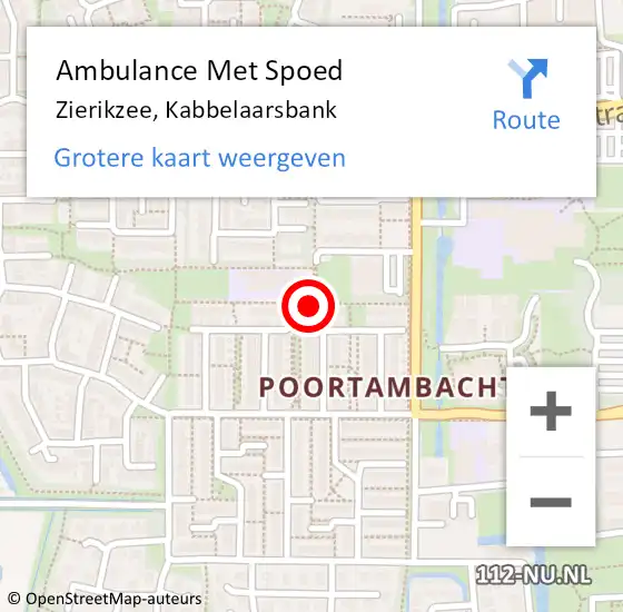 Locatie op kaart van de 112 melding: Ambulance Met Spoed Naar Zierikzee, Kabbelaarsbank op 20 oktober 2018 11:13