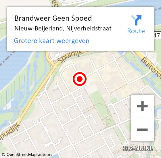 Locatie op kaart van de 112 melding: Brandweer Geen Spoed Naar Nieuw-Beijerland, Nijverheidstraat op 20 oktober 2018 12:31