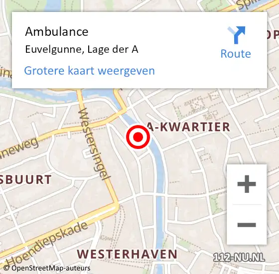 Locatie op kaart van de 112 melding: Ambulance Euvelgunne, Lage der A op 20 oktober 2018 12:35