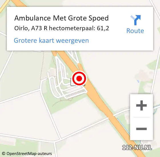 Locatie op kaart van de 112 melding: Ambulance Met Grote Spoed Naar Oirlo, Venloseweg op 20 oktober 2018 12:51