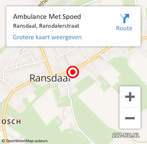 Locatie op kaart van de 112 melding: Ambulance Met Spoed Naar Ransdaal, Ransdalerstraat op 12 maart 2014 12:39